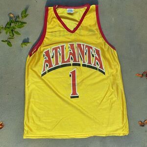 Park Anthony Vintage Atlanta Hawks Promo Jersey Yellow Red Women's Size Large
